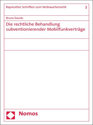 cover image of Die rechtliche Behandlung subventionierender Mobilfunkverträge